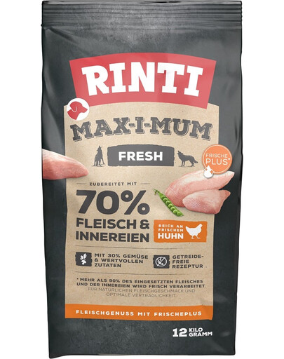 RINTI MAX-I-MUM Chicken su vištiena 12 kg + MACED triušio ausis 2 vnt.