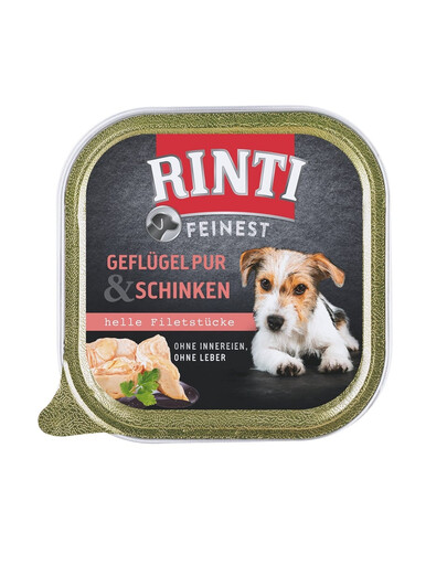 RINTI Feinest Poultry Pure&Ham patiekalų dėklas su paukštiena ir kumpiu, 11 x 150 g