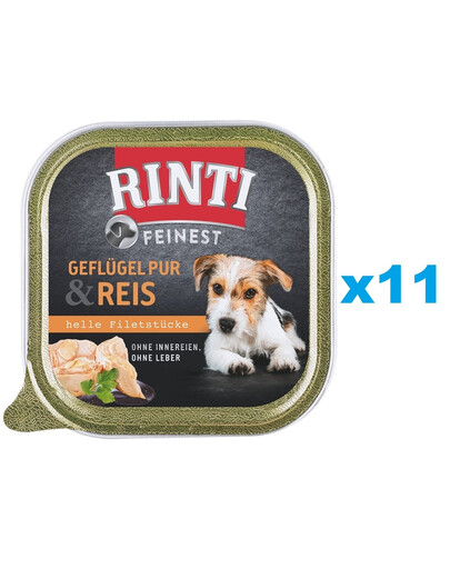 RINTI Feinest Poultry Pure&Rice paukštiena su ryžiais 11x150 g