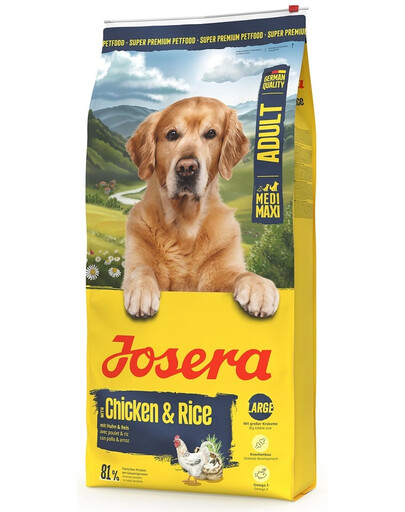 JOSERA Chicken with Rice Adult 12,5kg lengvai virškinama maistas vidutinėms ir didelėms veislėms