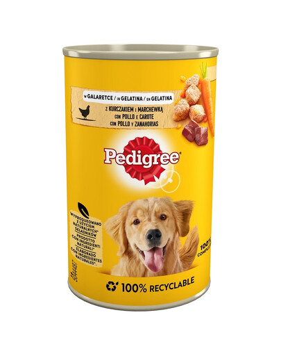 PEDIGREE Adult Mix 12x400g vištienos su morkomis ir jautienos mišinio su kepenėlėmis želė šunims