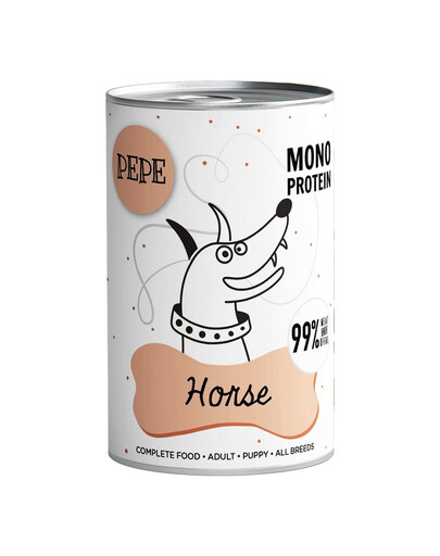 PAKA ZWIERZAKA PEPE Horse 99% (arklys) 800g monoproteininė šunų maistas