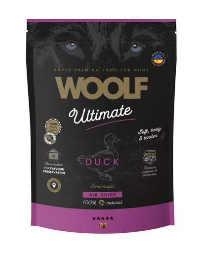 WOOLF Ultimate Soft Adult Dog Duck 1 kg bezzbožinė pusiau drėgna maistas šunims su antis