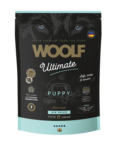 WOOLF Ultimate Soft Puppy 1 kg begrūdis pusiau drėgna maistas su antis ir kalakutais šuniukams