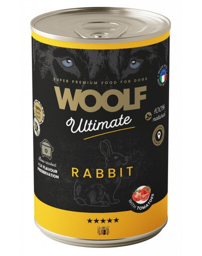 WOOLF Ultimate Adult Dog Rabbit and Tomatoes 400g drėgna maistas šunims su triušiu ir pomidorais