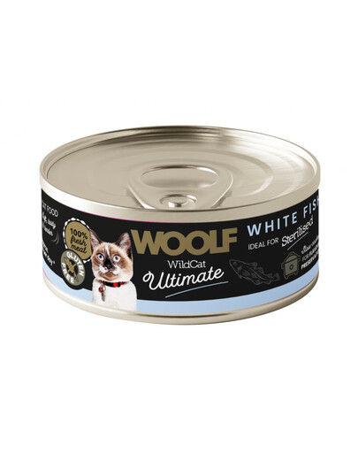 WOOLF Wild Cat Ultimate Sterilised White Fish Pate 85g paštetas su balta žuvimi sterilizuotiems katėms