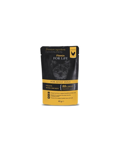 FITMIN For Life Adult Mini Chicken with ham in gravy 85g vištiena su šonine padaže