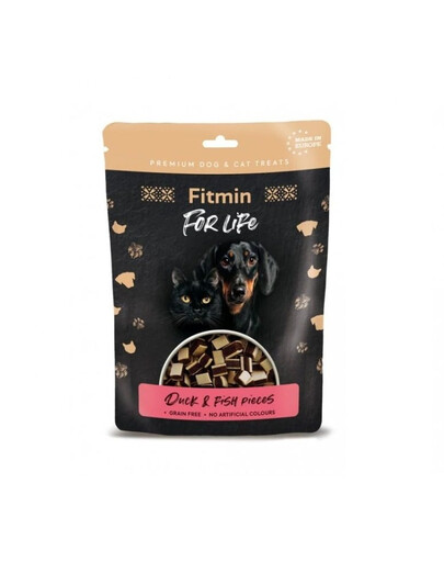 FITMIN For Life Duck and Fish Pieces Kawałki kaczki ir žuvies šunims ir katėms 70 g
