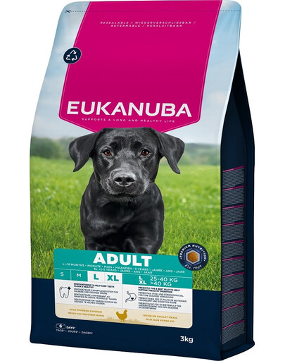EUKANUBA Suhų maistas su vištiena suaugusiems didelių veislių šunims 3 kg