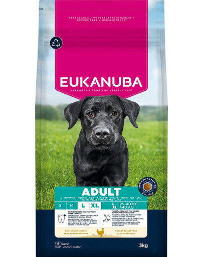 EUKANUBA Suhų maistas su vištiena suaugusiems didelių veislių šunims 3 kg
