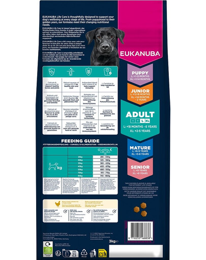 EUKANUBA Suhų maistas su vištiena suaugusiems didelių veislių šunims 3 kg