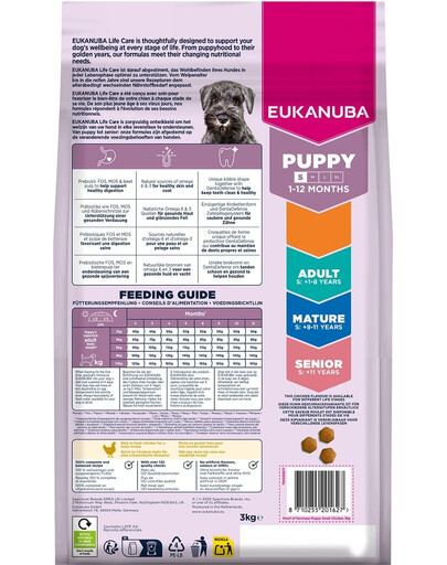 EUKANUBA Puppy Small Breeds Chicken 3 kg sausas maistas mažų veislių šuniukams, turintis šviežio vištienos