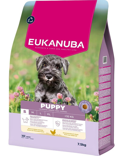 EUKANUBA Puppy Small Breeds Chicken 7,5 kg sausa maistas mažų veislių šuniukams, turintis šviežio vištienos