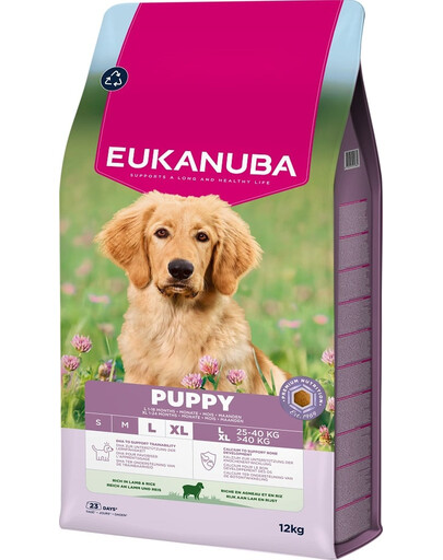 EUKANUBA Puppy Large Breeds Lamb Rice 12 kg sausas maistas didelių veislių šuniukams, turintis avienos ir ryžių