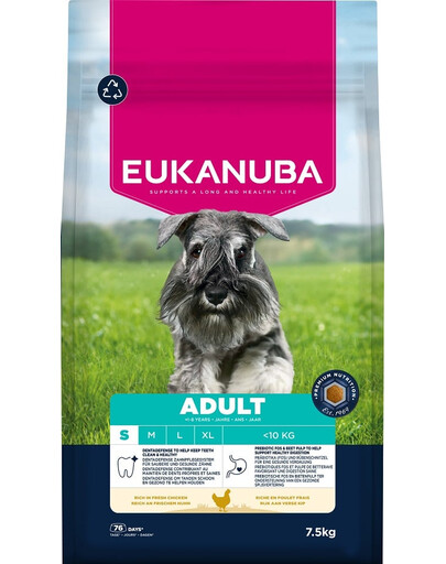 EUKANUBA Adult Small Breeds Chicken 7,5 kg sausa maistas mažų veislių šunims, turintis šviežio vištienos