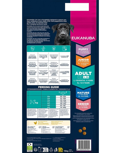 EUKANUBA Adult Large Breeds Chicken 15 kg sausa maistas didelių veislių šunims, turintis šviežio vištienos