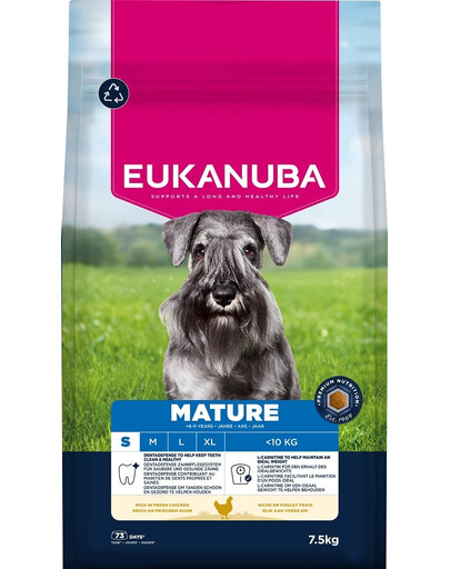 EUKANUBA Mature Small Breeds Chicken 7,5 kg sausa maistas suaugusiems mažų veislių šunims, turintis šviežio vištienos
