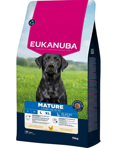 EUKANUBA Mature Large Breeds Chicken 15 kg sausas maistas suaugusiems didelių veislių šunims, turintis šviežio vištienos