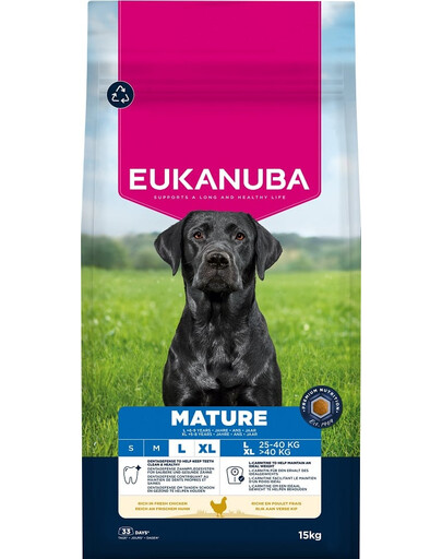 EUKANUBA Mature Large Breeds Chicken 15 kg sausas maistas suaugusiems didelių veislių šunims, turintis šviežio vištienos