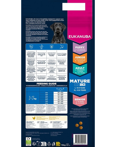 EUKANUBA Mature Large Breeds Chicken 15 kg sausas maistas suaugusiems didelių veislių šunims, turintis šviežio vištienos