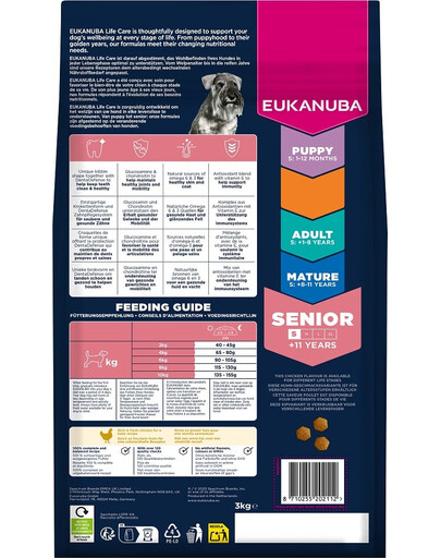 EUKANUBA Senior Small Breeds Chicken 3 kg sausas maistas vyresniems mažų veislių šunims, turintis šviežio vištienos