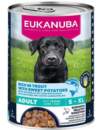 EUKANUBA Life Care Adult Rich in Trout 400 g paštetas šunims, turintis upėtakį ir batatus