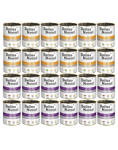 DOLINA NOTECI Mix Aukščiausios kokybės skoniai Turtinga antis su moliūgais ir triušis su spanguolėmis 24x800g