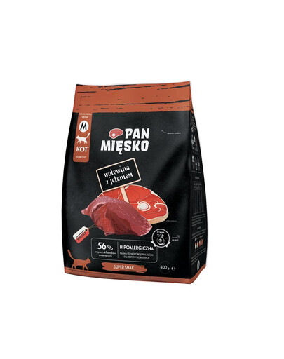 PAN MIŠKO Jautiena su elniais katėms traškučiai M 400 g