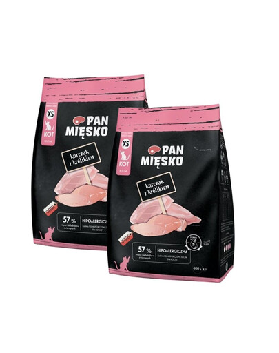 PAN MIŠKO Vištiena su triušiu kačiukams XS 2x400 g