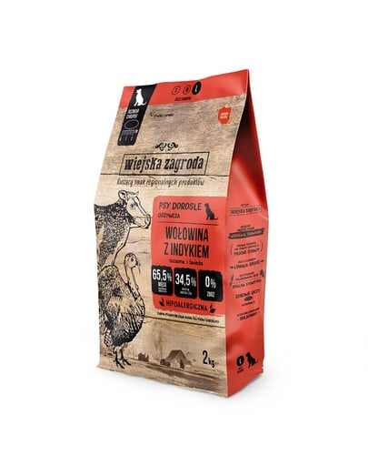 WIEJSKA ZAGRODA Jautiena su kalakutiena sausas maistas šunims L 2 kg