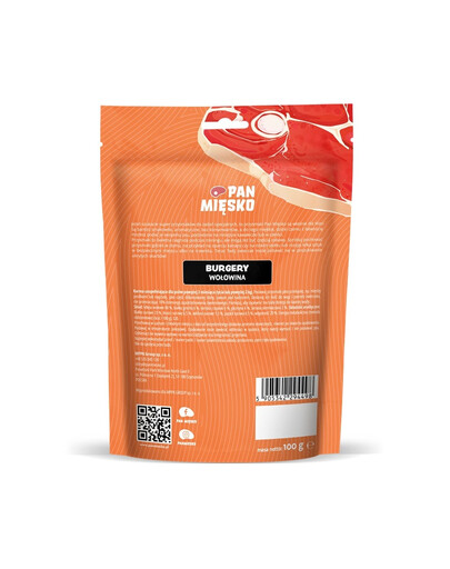 PAN MIĘSKO Burgery Jautiena skanėstas šuniui 100 g