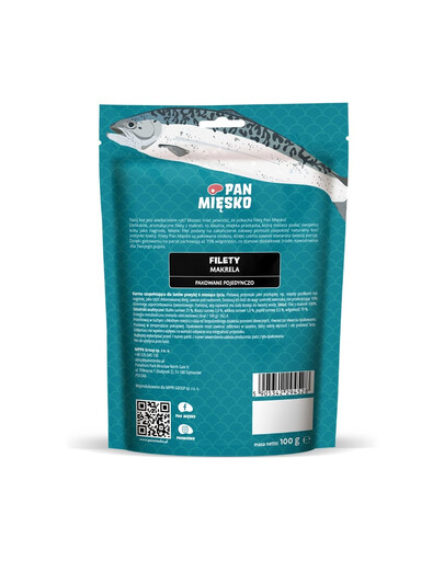 PAN MIĘSKO Filetai Skumbrė skanėstas katei 100 g