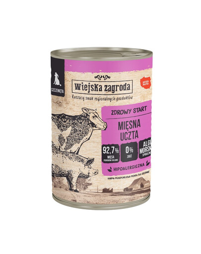 WIEJSKA ZAGRODA Mėsos šventė drėgnas maistas šuniukams 400 g
