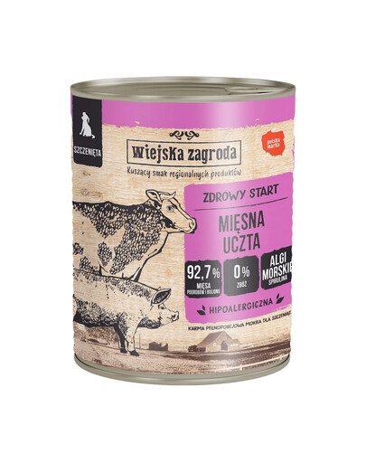 WIEJSKA ZAGRODA Mėsos šventė drėgnas maistas šuniukams 800 g