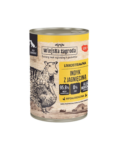 WIEJSKA ZAGRODA kalakutiena su aviena šlapias maistas šunims 400 g