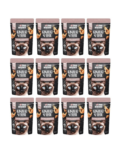 PAN MIŠKO Gabaliukai padaže Vištiena su stručiu drėgnas maistas katėms 12x85 g