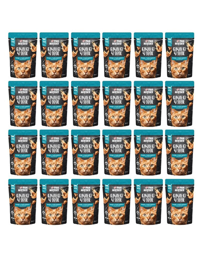 PAN MIŠKO Gabaliukai padaže Kalakutiena su tunu drėgna maistas katėms 24x85 g