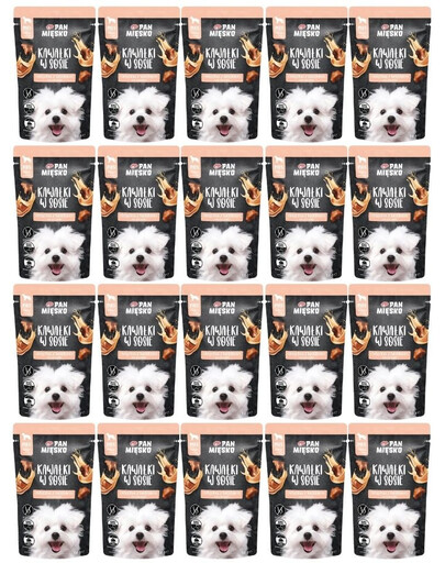 PAN MIĘSKO Gabaliukai padaže Veršiena su triušiena šlapias šunų maistas 20x150 g
