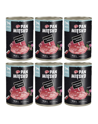 PAN MIŠKO Kiauliena su šernu drėgnas maistas šunims 6x400 g