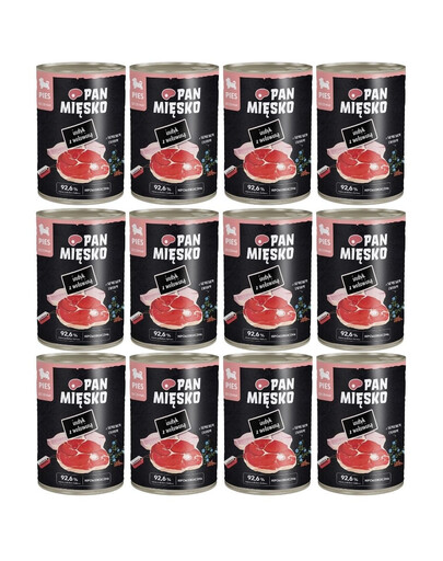 PAN MIŠKO Kalakutas su jautiena drėgnas maistas šuniukams 12x400 g