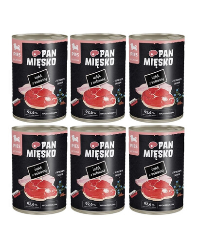 PAN MIŠKO Kalakutas su jautiena drėgnas maistas šuniukams 6x400 g