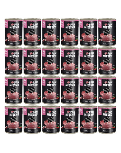 PAN MIĘSKO Kiauliena su antis drėgnas maistas šuniukams 24x400 g