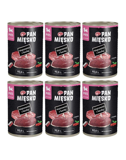 PAN MIŠKO Kiauliena su antis drėgnas maistas šuniukams 6x400 g