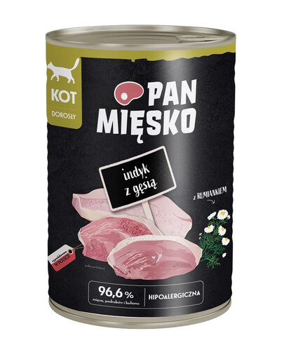 PAN MIĘSKO Kalakutas su žąsimi drėgnas maistas katėms 400 g