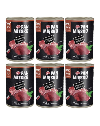 PAN MIĘSKO Kiauliena su elniena drėgnas maistas katėms 6x400 g