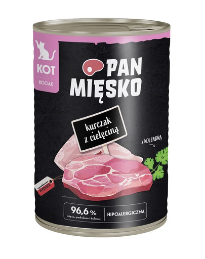 PAN MIŠKO Vištiena su veršiena drėgnas maistas kačiukams 400 g