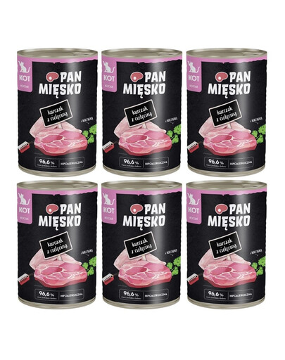 PAN MIŠKO Vištiena su veršiena drėgnas maistas kačiukams 6x400 g