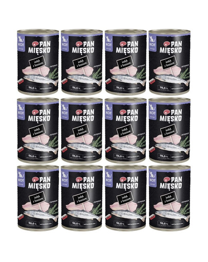 PAN MIĘSKO Kalakutas su lašiša drėgnas maistas kačiukams 12x400 g