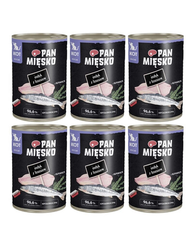 PAN MIĘSKO Kalakutas su lašiša drėgnas maistas kačiukams 6x400 g
