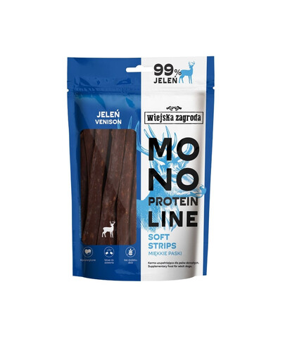 WIEJSKA ZAGRODA Monoproteiniai minkšti juostelės šunims Elnias 100 g